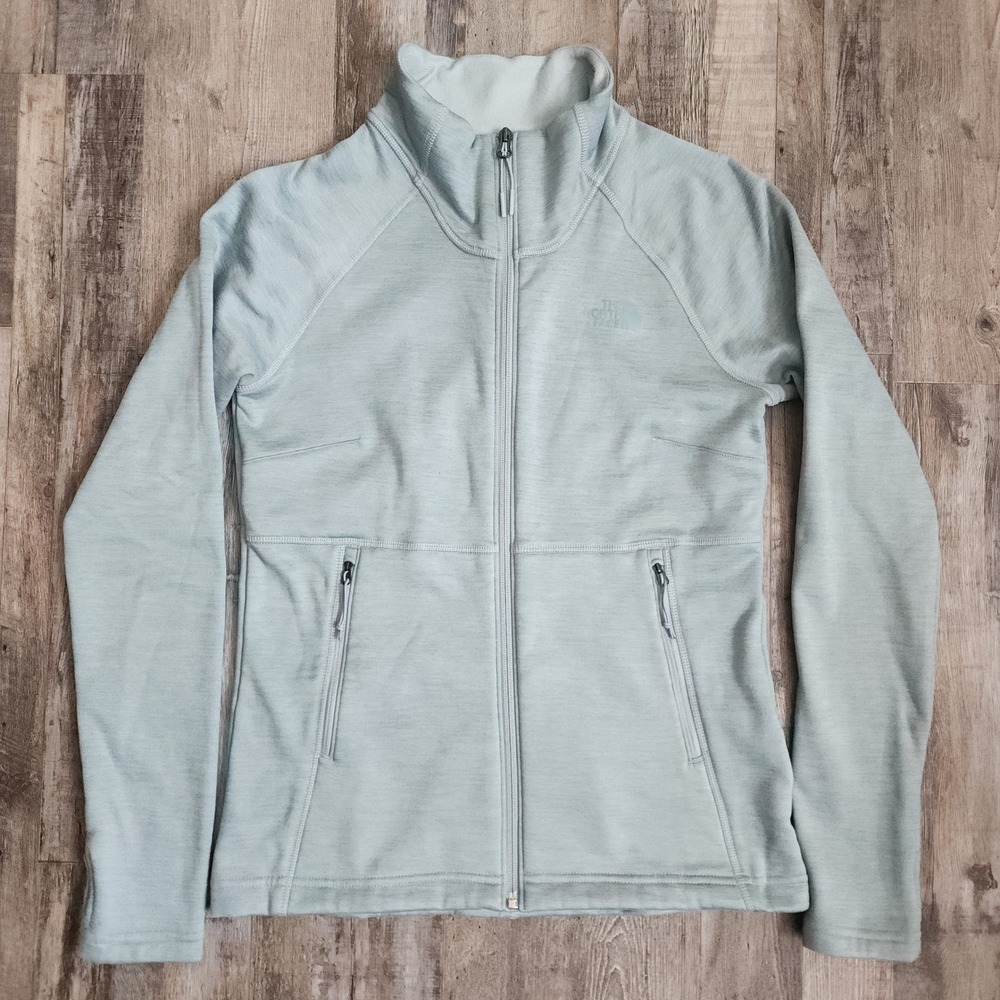 The North Face Fleece Jacket Womens Small Sage Green Full Zip Thumbhole Jacket